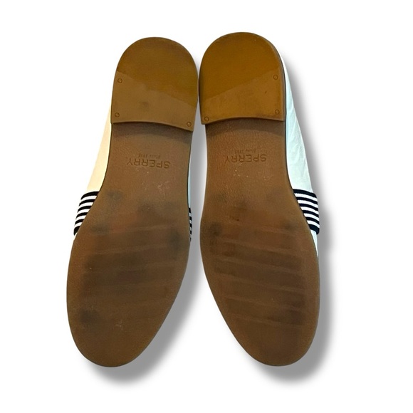 Sperry Seaport Royal Loafers Slip On Leather Tassel Fringe Preppy Ivory/Navy 9.5 - Picture 12 of 12